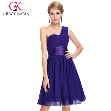 Grace Karin New Model Nice One Schulter Chiffon Günstige Lila Prom Tube Kleid CL4106-2 #